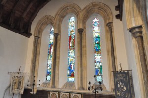 The triple lancet stained glass window